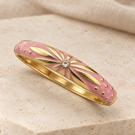 Dora’s Shine Solaris Pembe Mineli Bileklik – Güneş Motifli, Taş Detaylı, Altın Rengi Kadın Kelepçe Bileklik - 16,5 - 18 cm (60)
