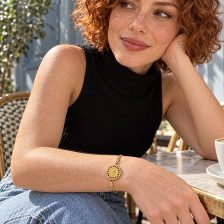 Dora Miras Gold – Kuyumcu Modeli Madalyon Detaylı Balıksırtı Zincir Ayarlanabilir Kadın Bileklik