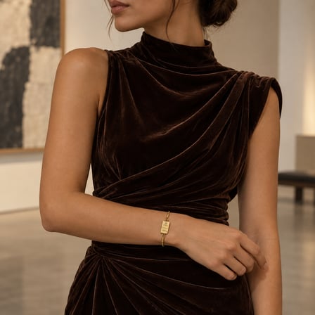 Gold Signature Altın Renk Külçe Motifli Taş Detaylı İnce Zincir Kadın Bileklik