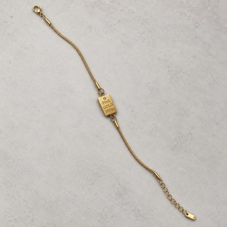 Gold Signature Altın Renk Külçe Motifli Taş Detaylı İnce Zincir Kadın Bileklik