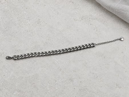 Dora’s Shine Silver Edge Gümüş Renk Gurmet Zincir  Bileklik – Ayarlanabilir Erkek Bileklik