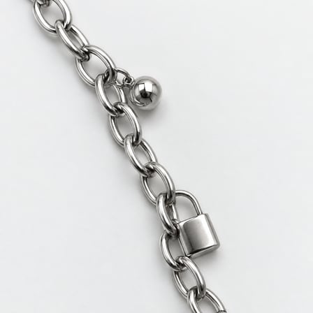 XP Urban Lock Gümüş Renk Kilit ve Küre Figürlü Oval Zincir Kadın Bileklik