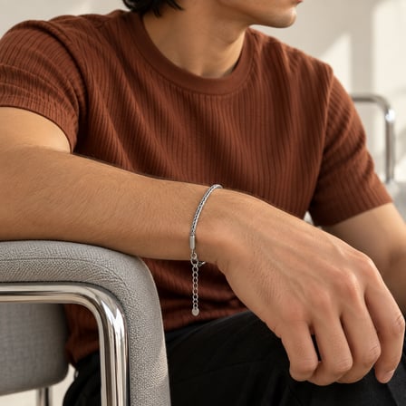 Dora’s Shine Silver Edge Gümüş Renk  Zincir  Bileklik – Ayarlanabilir Erkek Bileklik