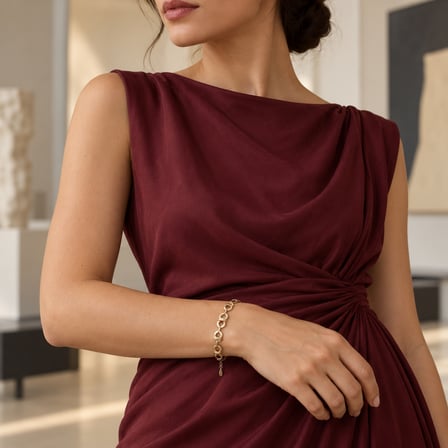 XP Aurelia 14K Altın Rengi Çift Halka Motifli Kadın Zincir Bileklik