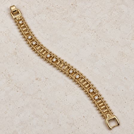 XP Gold Aura 14K Altın Renginde Taşlı Burgu Detaylı Kadın Bileklik - 19,5 cm