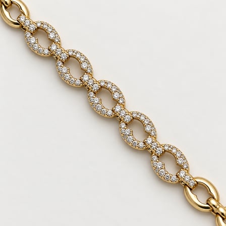 XP Golden Muse 14K Altın Rengi Taşlı Kahve Çekirdeği Zincir Kadın Bileklik - 17 - 19 cm