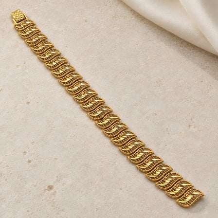 Altın Rüzgârı 14K Altın Renginde Ajurlu Yaprak Desenli Kadın Bileklik - 20 cm