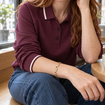 XP Labirent Işıltısı VIP Özel Seri Altın Renk Taşlı Geometrik Kadın Kelepçe Bileklik - 16,5 - 18 cm (60)