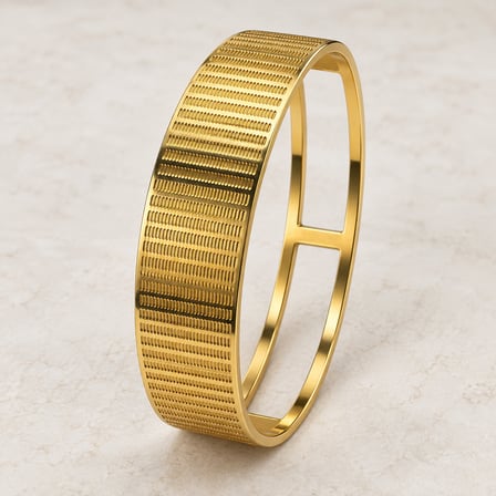Altın Ritim İnce İşlemeli Gold Renk Kuyum Model Kadın Kelepçe Bileklik - 16,5 - 18 cm (60)