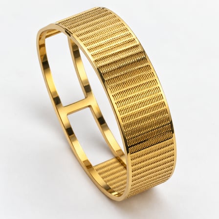 Altın Ritim İnce İşlemeli Gold Renk Kuyum Model Kadın Kelepçe Bileklik - 16,5 - 18 cm (60)