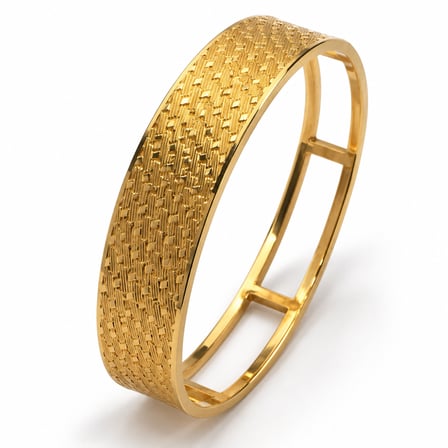 Altın Labirent Geometrik İşlemeli Gold Renk Kadın Kelepçe Bileklik - 16,5 - 18 cm (60)