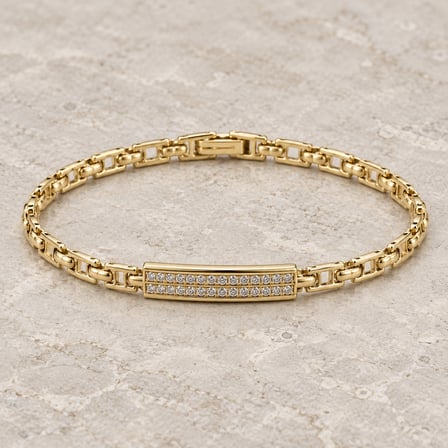 Golden Signature Çift Sıra Taşlı Kadın Bileklik – 14K Altın Renginde, XP Marka Özel Seri Vıp - 18,5 - 20 cm 