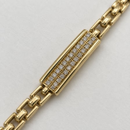 Golden Signature Çift Sıra Taşlı Kadın Bileklik – 14K Altın Renginde, XP Marka Özel Seri Vıp - 18,5 - 20 cm 