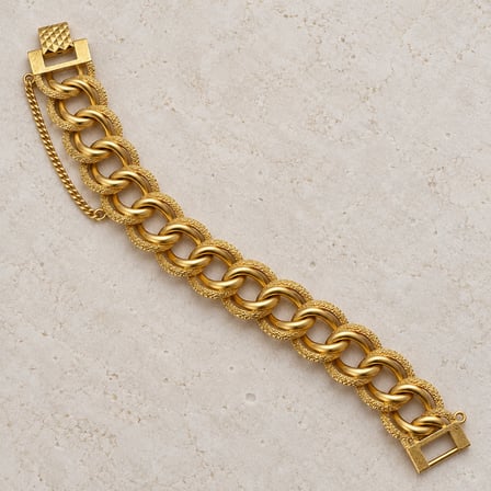 Aurelia Gold Dokulu Gurmet Zincir Kadın Bileklik – 14 Ayar Altın Kaplama - 19-23 cm