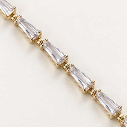 Prizma Işıltısı 316L Paslanmaz Çelik Baget Taşlı Gold Kadın Bileklik - 18,5 cm