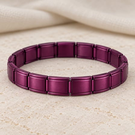 Violet Pulse Metalik Mor Dikdörtgen Baklalı Kadın Bileklik - 18 cm