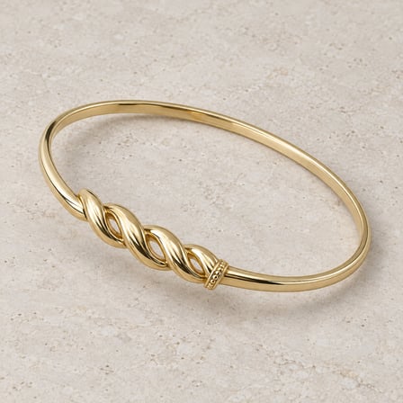 XP Aura Twist 14K Altın Rengi Burgu Detaylı İnce Kadın Kelepçe Bileklik - 15 - 16,5 cm (57)