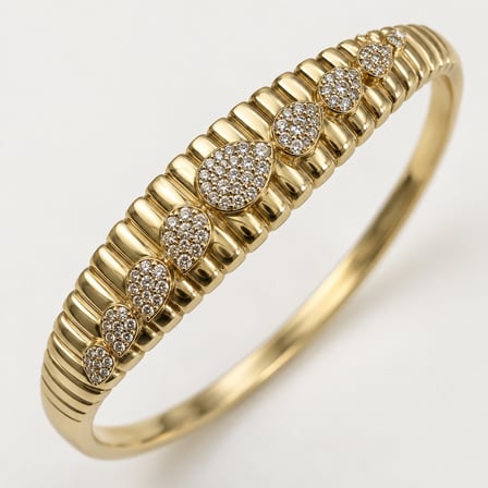 XP Aurelia Işıltılı Damla Taşlı Yivli Kadın Bilezik – 14K Altın Renginde - 16,5 - 18 cm (60)