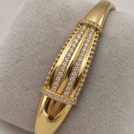 XP Golden Muse 14K Altın Renginde Taşlı Geometrik Tasarım Kadın Kelepçe Bileklik - 16,5 - 18 cm (60)