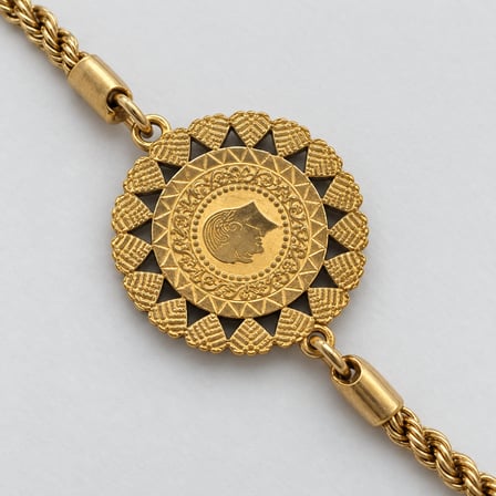 Aurelia Sikke Işıltısı Gold Madalyonlu Burgu Zincir Kadın Bileklik – 316L Paslanmaz Çelik