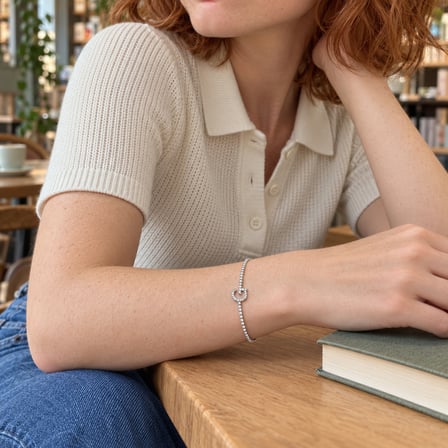 G Signature Işıltısı 316L Paslanmaz Çelik G Harfli Taşlı Gümüş Renk Kadın Bileklik - 16,5 - 17,5 cm