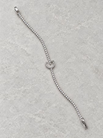 G Signature Işıltısı 316L Paslanmaz Çelik G Harfli Taşlı Gümüş Renk Kadın Bileklik - 16,5 - 17,5 cm