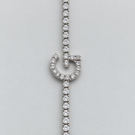 G Signature Işıltısı 316L Paslanmaz Çelik G Harfli Taşlı Gümüş Renk Kadın Bileklik - 16,5 - 17,5 cm