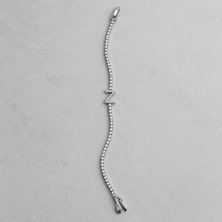 Z İmzası 316L Paslanmaz Çelik Z Harfli Taşlı Kadın Bileklik – Gümüş Renk - 16,5 - 17,5 cm