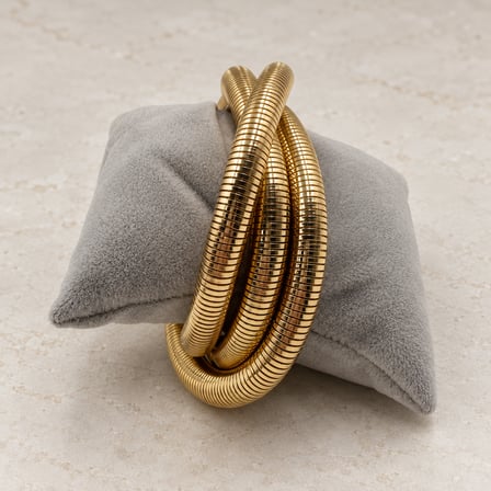 Gold Orbit Üç Sıralı Çapraz Tasarım 316L Paslanmaz Çelik Kadın Bileklik - 16,5 - 18 cm (60)