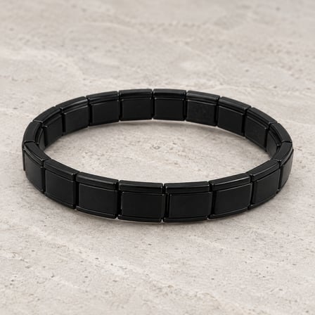 Noir Edge Siyah Geometrik Baklalı 316L Paslanmaz Çelik Kadın Bileklik - 18 cm