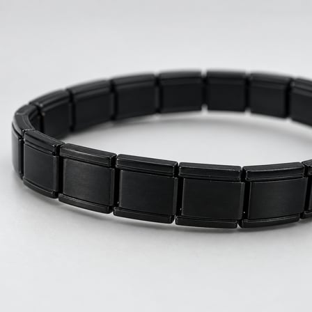 Noir Edge Siyah Geometrik Baklalı 316L Paslanmaz Çelik Kadın Bileklik - 18 cm