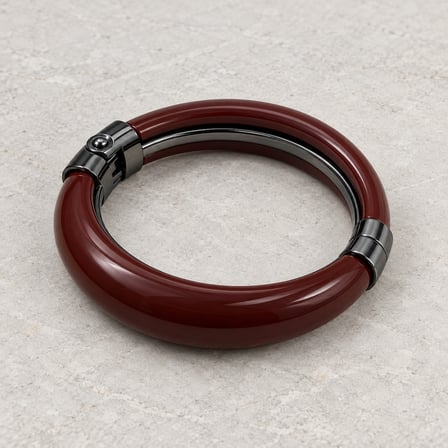 Dora’s Shine Bordeaux Noir Bordo KAHVERENGİ Antrasit Detaylı Kadın Kelepçe Bileklik – ZRA Muadili - (60 Numara) - 17,5 - 19 cm