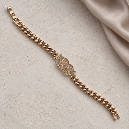 Dora’s Shine Venedik Işıltısı Rose Gold Altın Renk Taşlı XP Maske Figürlü Gurmet Zincir Kadın Bileklik