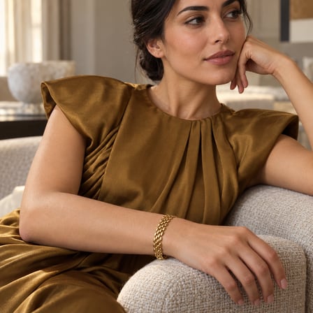 Dora’s Shine Aurelia Altın 14K Renginde Renk Oval Bakla Çok Sıralı Kadın Bileklik - 19 cm