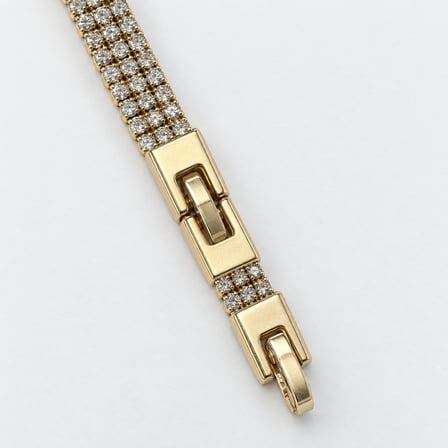 Dora's Shine Tria Luxe Üç Sıra Taşlı Altın Renk Paslanmaz Çelik Kadın Bileklik - 17 - 19 cm