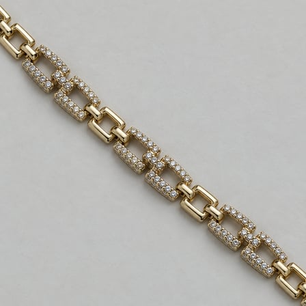 Dora’s Shine Liora Gold Renk Paslanmaz Çelik Taşlı Dikdörtgen Zincir Kadın Bileklik - 17 - 19 cm