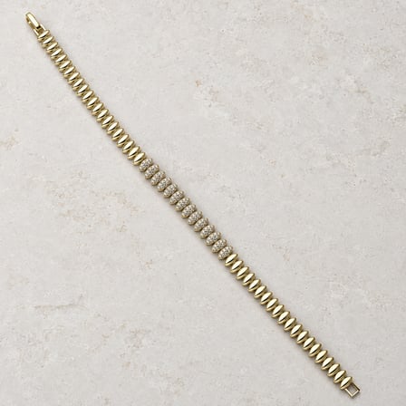 Dora’s Shine Aurelia – Altın Renk Pavé Taşlı Oval Baklalı Kadın Bileklik - 17,5 - 19 cm