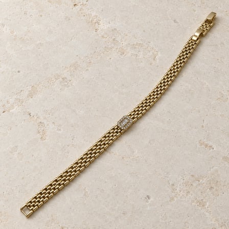 Dora’s Shine Tria Luxe Üçlü Baget Taşlı Altın Renk Saat Kordonu Model Paslanmaz Çelik Kadın Bileklik - 17 - 18,5 cm