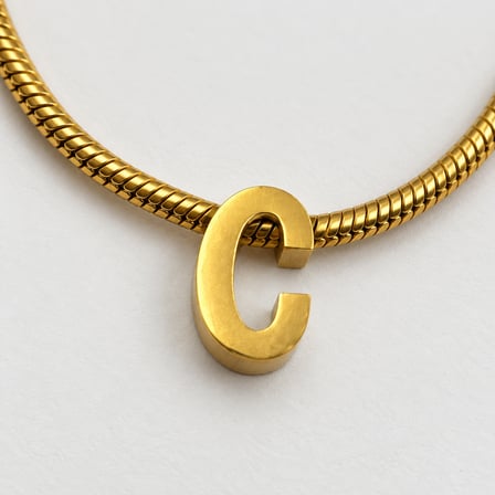 Dora’s Shine İmza C Harfli Paslanmaz Çelik Gold Renk Yılan Zincir Ayarlanabilir Kadın Bileklik