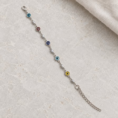 Dora’s Shine Nazar Işıltısı Renkli Nazar Boncuklu Gümüş Renk Ayarlanabilir Kadın Bileklik