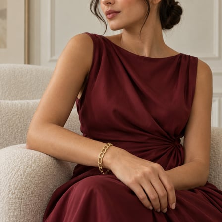 Dora’s Shine | Aura Gold 14k Altın Kaplama, Altın Renk Çift Konturlu Oval Halkalı Dokulu Zincir Kadın Bileklik