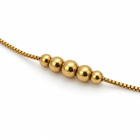 Dora’s Shine Gold Harmony Paslanmaz Çelik Altın Renk Beş Top Detaylı İnce Zincir Kadın Bileklik