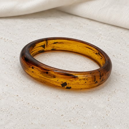 Dora’s Shine Amber Aura Bal Rengi Şeffaf Kahverengi Benekli Kadın Halka Bilezik - 66 numara - 19,5 - 21 cm