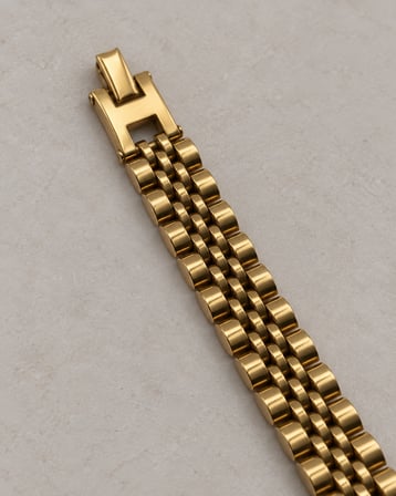 Dora's Shine Prestige Gold Altın Renk Paslanmaz Çelik 5 Sıralı Saat Kordonu Model Erkek Bileklik - 21 cm