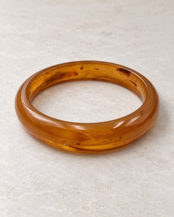 Dora's Shine Amber Aura Kehribar Tonlu Yarı Saydam Damarlı Parlak Halka Kadın Bileklik - 6,5 numara - 20,5 21 cm