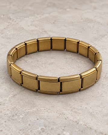 Dora’s Shine Retro Gold Mat Altın Tonlu Dikdörtgen Baklalı Vintage Kadın Bileklik - 18-19 cm