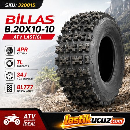 BİLLAS 20X10-10 TL DUBLEKS 4PR 34J BL777 ATV LASTİĞİ (Üretim Tarihi:2024)