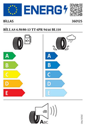 Billas 6.50/80-13 TT 6PR 94A6 BL 110 YÜKSEK SIK DİŞ Çapa Makinesi Lastiği (Üretim Tarihi:2025)