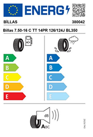 Billas 7.50-16 C TT 14PR 126/124J BL350 Düz Kamyonet Lastiği (Üretim Tarihi:2021)