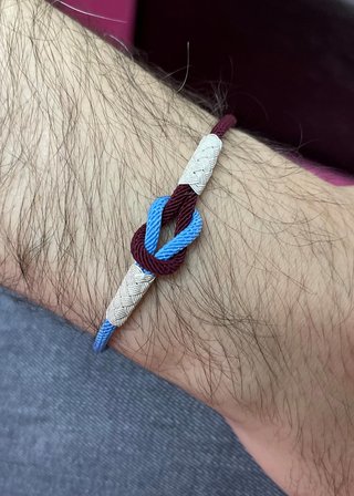 Bordo Mavi Gemici Düğümü Gümüş Kazaziye Trabzon Spor Renkleri Taraftar Bilekliği BILTS04
